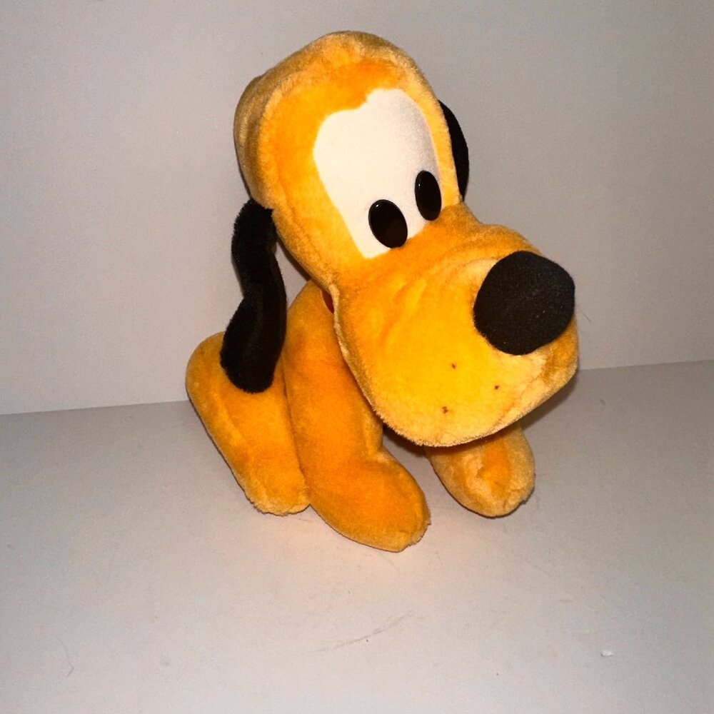 Vintage Disney Parks Pluto Plush Sitting Dog Walt Disney World Disneyland 10"